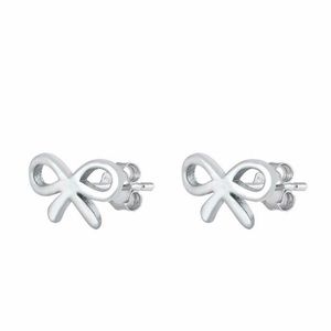 Sterling Silver Ribbon Stud Earrings